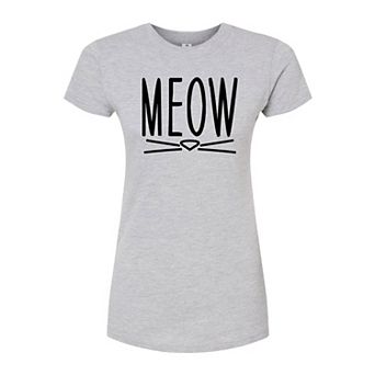 Juniors' Meow Fitted Graphic Tee