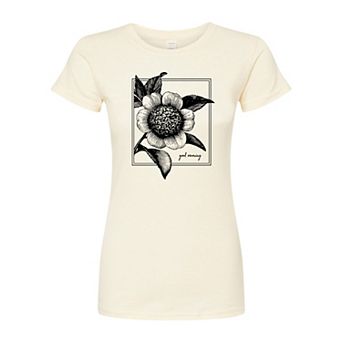 Juniors' Good Morning Flower Fitted Graphic Tee