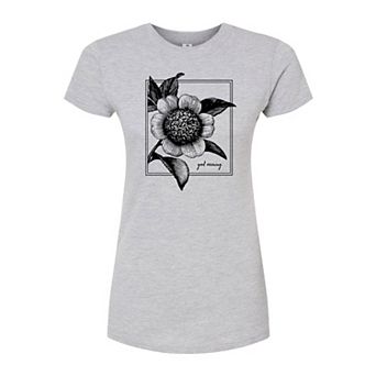 Juniors' Good Morning Flower Fitted Graphic Tee