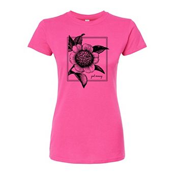 Juniors' Good Morning Flower Fitted Graphic Tee