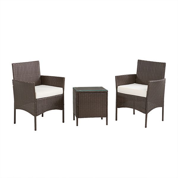 Lavish Home Faux Rattan Chair & End Table Patio Furniture 3pc. Set
