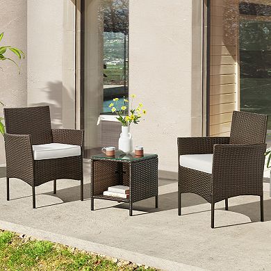 Lavish Home Faux Rattan Chair & End Table Patio Furniture 3-pc. Set