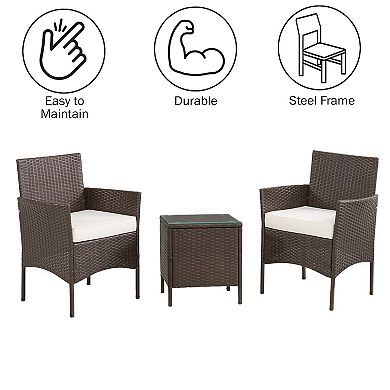 Lavish Home Faux Rattan Chair & End Table Patio Furniture 3-pc. Set