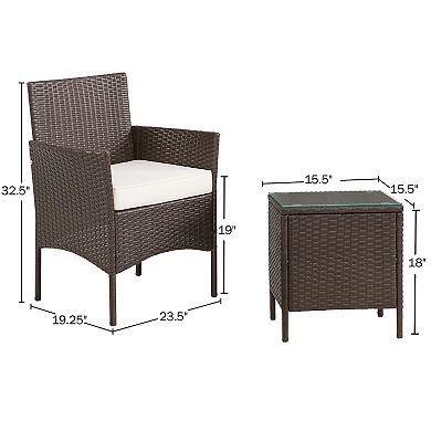 Lavish Home Faux Rattan Chair & End Table Patio Furniture 3-pc. Set