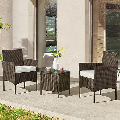 Lavish Home Faux Rattan Chair & End Table Patio Furniture 3-pc. Set