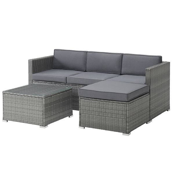 Rattan mini discount corner sofa set