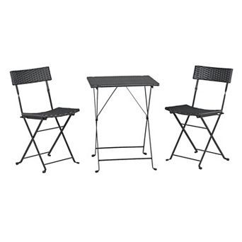 Lavish Home Folding Patio Bistro Table & Chair 3 pc Set