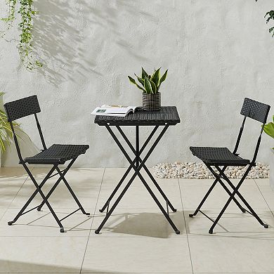Lavish Home Folding Patio Bistro Table & Chair 3-piece Set