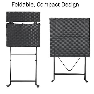 Lavish Home Folding Patio Bistro Table & Chair 3-piece Set