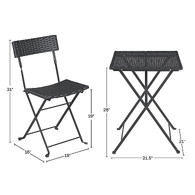 Lavish Home Folding Patio Bistro Table & Chair 3-piece Set