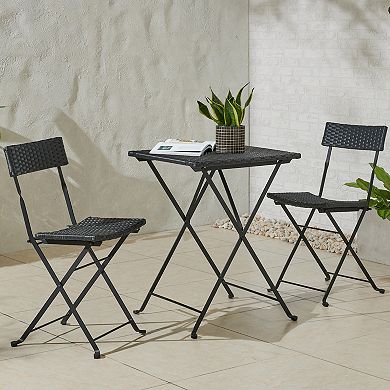 Lavish Home Folding Patio Bistro Table & Chair 3-piece Set