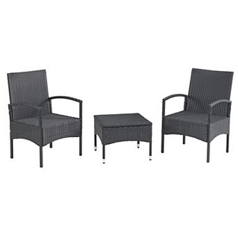 Lavish Home Faux Rattan Patio Chair & End Table 3 pc Set