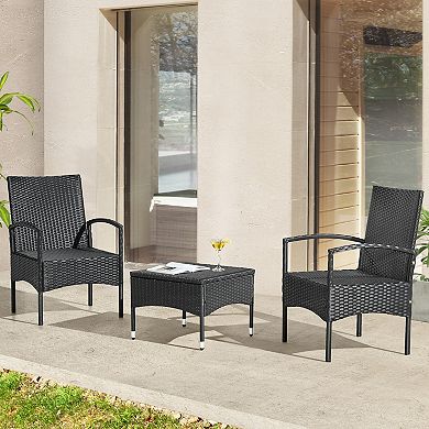 Lavish Home Faux Rattan Patio Chair & End Table 3-piece Set