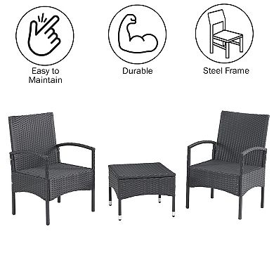 Lavish Home Faux Rattan Patio Chair & End Table 3-piece Set