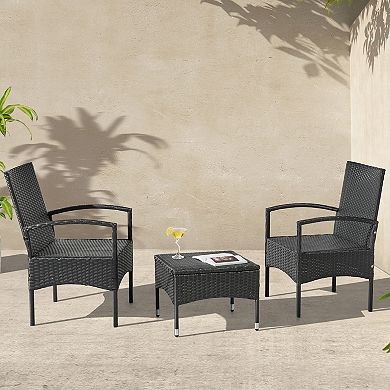 Lavish Home Faux Rattan Patio Chair & End Table 3-piece Set