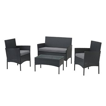 Lavish Home Loveseat, Chair & Coffee Table Patio Furniture 4 pc Set