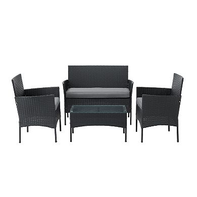 Lavish Home Loveseat, Chair & Coffee Table Patio Furniture 4-pc. Set