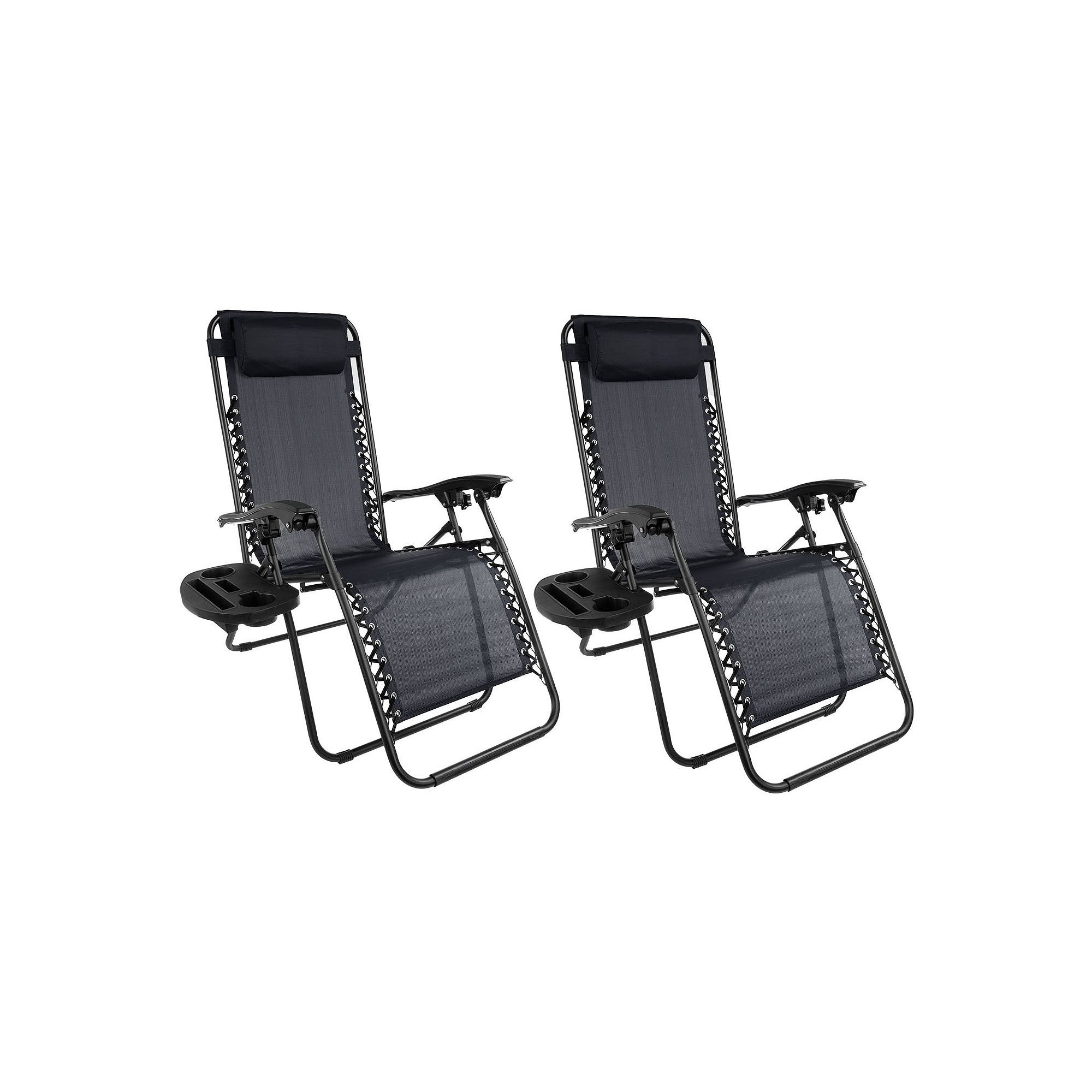 Lavish Home Zero-Gravity Patio Chair 2-piece Set, Black