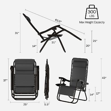 Lavish Home Zero-Gravity Patio Chair 2-piece Set