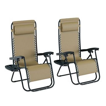 Lavish Home Beige Zero-Gravity Patio Chair 2 pc Set
