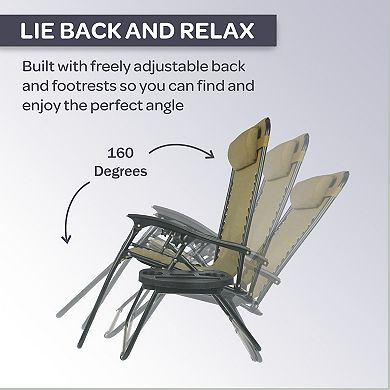 Lavish Home Beige Zero-Gravity Patio Chair 2-piece Set