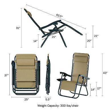 Lavish Home Beige Zero-Gravity Patio Chair 2-piece Set