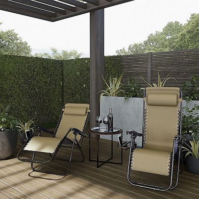 Lavish Home Beige Zero-Gravity Patio Chair 2-piece Set
