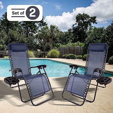 Lavish Home Gray Zero-Gravity Patio Chair 2-piece Set