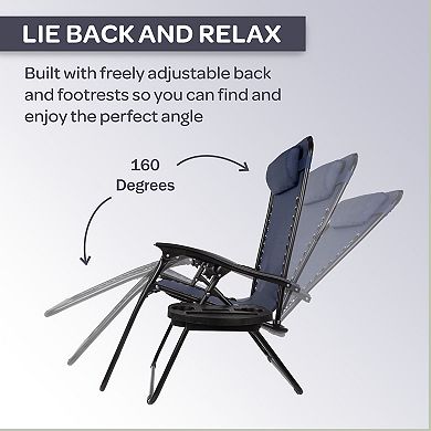 Lavish Home Gray Zero-Gravity Patio Chair 2-piece Set