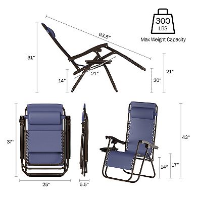 Lavish Home Gray Zero-Gravity Patio Chair 2-piece Set