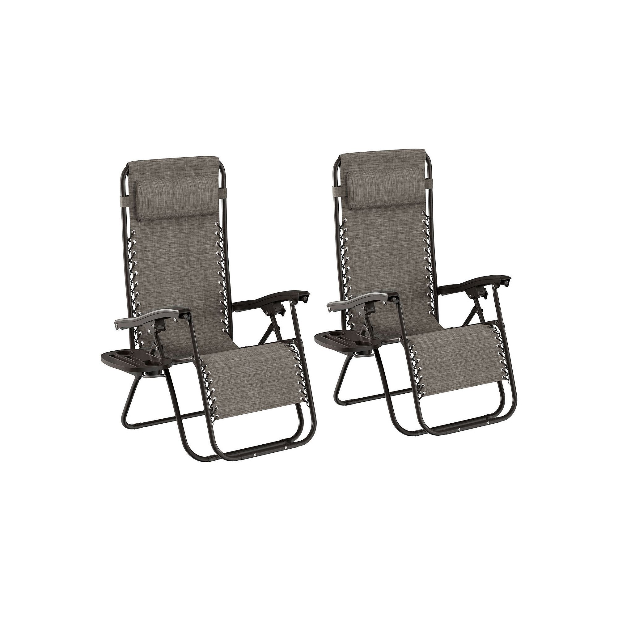 Lavish Home Gray Zero-Gravity Patio Chair 2-piece Set