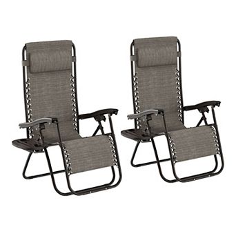 Lavish Home Gray Zero-Gravity Patio Chair 2 pc Set