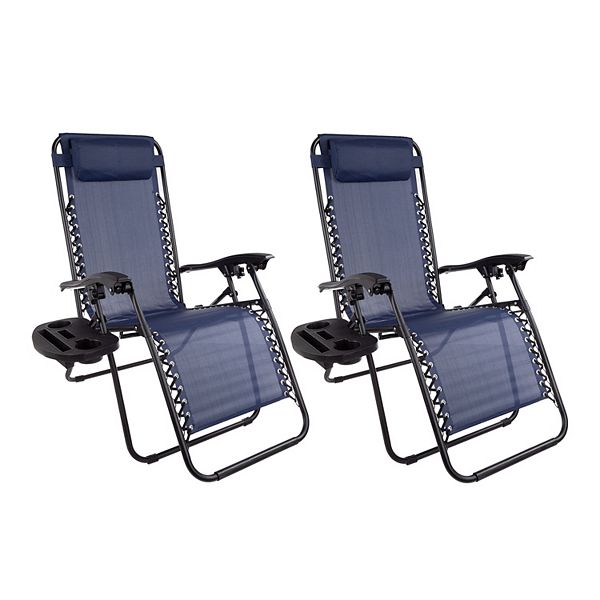 Lavish Home Gray Zero-Gravity Patio Chair 2-piece Set - Navy Blue