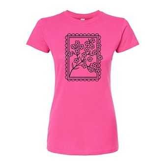 Juniors' Wildflowers Box Fitted Graphic Tee