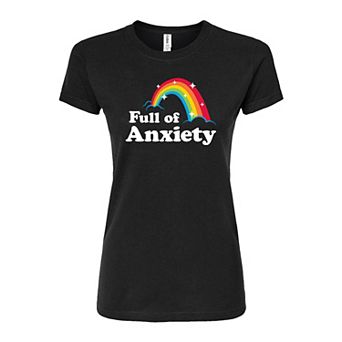 Juniors' Full of Anxiety Fitted Graphic Tee