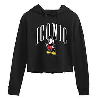Juniors' Iconic Mickey Cropped Graphic Hoodie