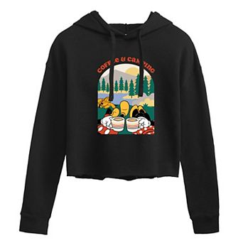 Disney's Mickey & Minnie Mouse Juniors' Coffee Camping Cropped Hoodie