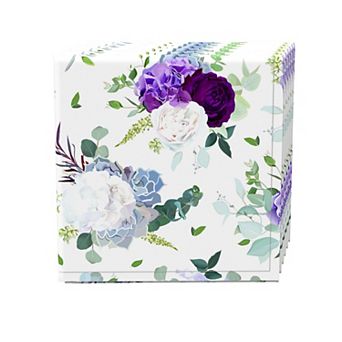 Napkin Set, 100% Polyester, Set of 4, 18x18", Purple & White Hydrangeas