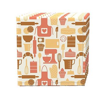 Napkin Set, 100% Polyester, Set of 4, 18x18", Baking Icons