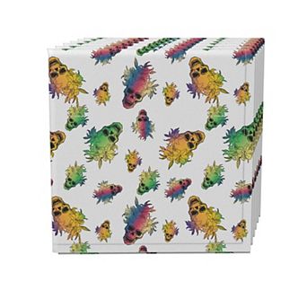 Napkin Set, 100% Polyester, Set of 4, 18x18", Orchid Rocker Skulls