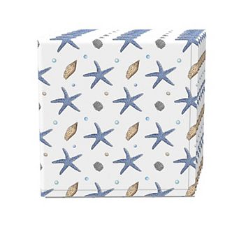 Napkin Set, 100% Polyester, Set of 4, 18x18", Seashore Decoration
