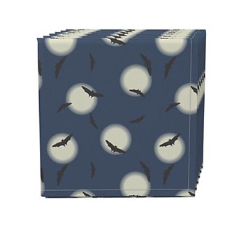 Napkin Set, 100% Polyester, Set of 4, 18x18", Gothem Bats in Sky
