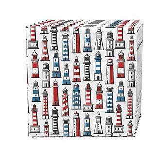 Napkin Set, 100% Polyester, Set of 4, 18x18", Retro Lighthouses