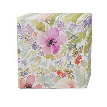 Napkin Set, 100% Polyester, Set of 4, 18x18", Botanical Garden Dogwood
