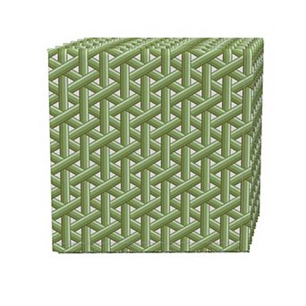 Napkin Set, 100% Polyester, Set of 4, 18x18", Intertwined Green Wicker