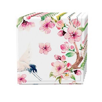 Napkin Set, 100% Polyester, Set of 4, 18x18", Cranes & Pink Flowers
