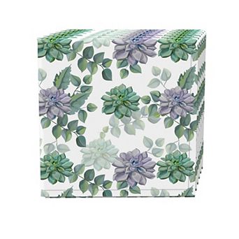 Napkin Set, 100% Polyester, Set of 4, 18x18", Succulents & Tropical Leaves