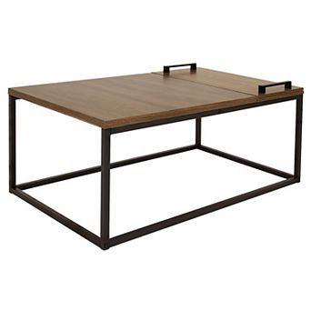 Sunnydaze Industrial Coffee Table with Removable Serving Tray - 16 in H