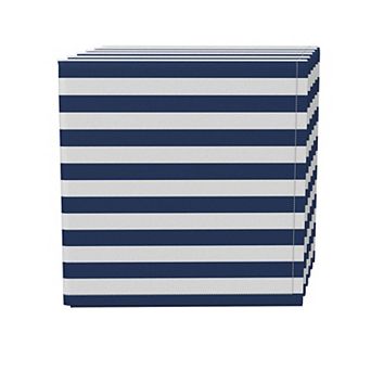 Napkin Set, 100% Polyester, Set of 4, 18x18", Small Stripes, Navy