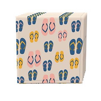 Napkin Set, 100% Polyester, Set of 4, 18x18", Flip Flop Vacation